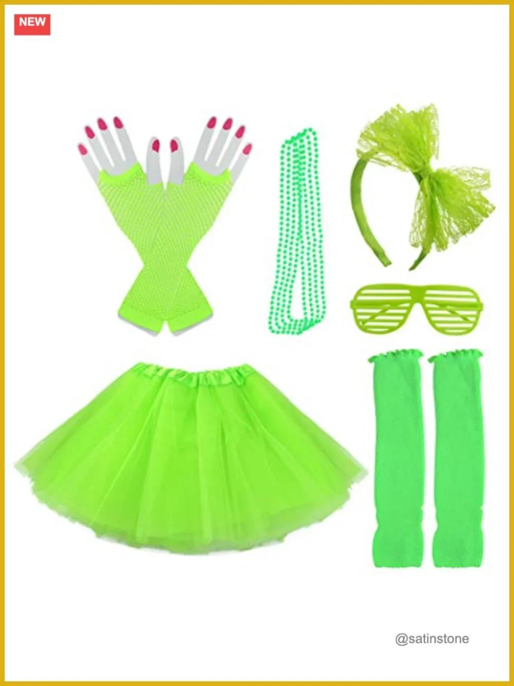 1980s Girls Costume Set - Chiffon Skirt, Gloves, Socks, Necklaces & Shades,